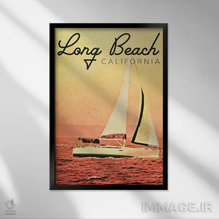 تابلو دکوراتیو California,لانگ بیچ، کالیفرنیا اثر کتی منسفیلد - نمای قابدار مشکی