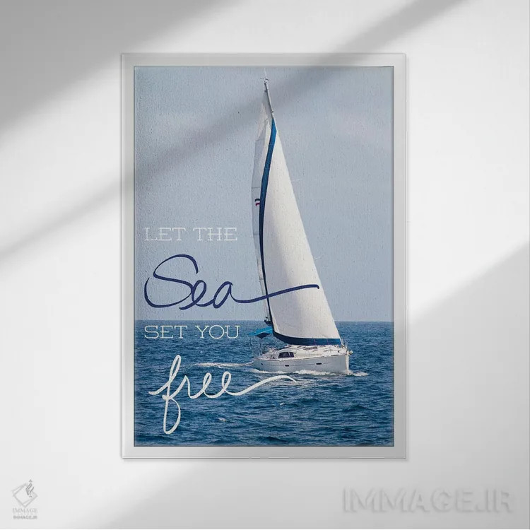 تابلو دکوراتیو بگذار دریا اثر کتی منسفیلد - نمای قابدار سفید