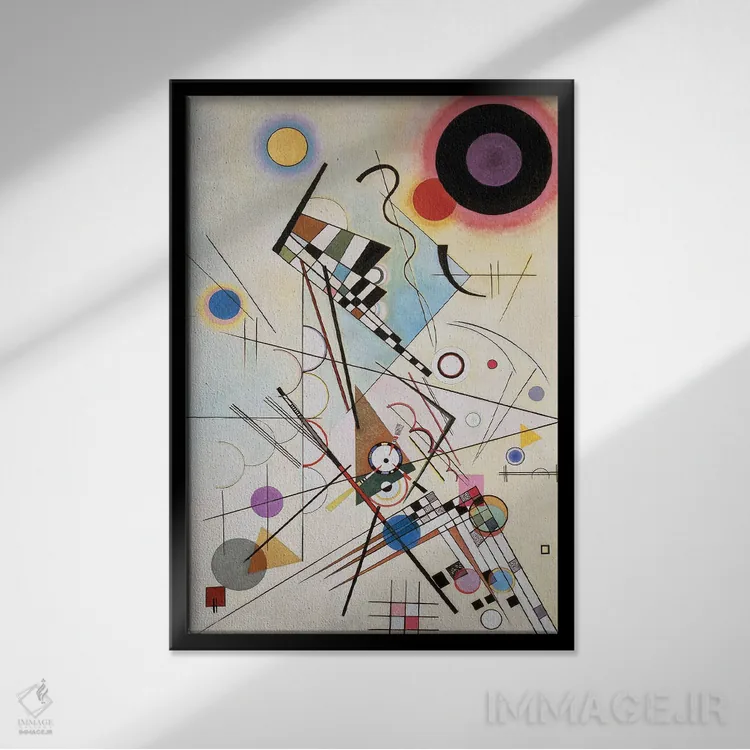 تابلو انتزاعی 1923,ترکیب ۸، ۱۹۲۳ اثر واسیلی کانباورسکی - نمای قابدار مشکی