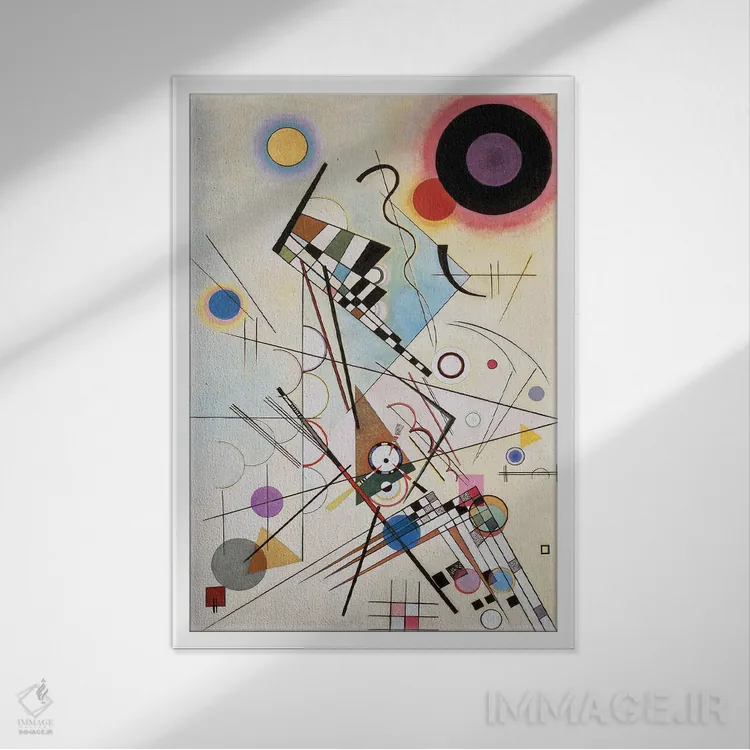 تابلو انتزاعی 1923,ترکیب ۸، ۱۹۲۳ اثر واسیلی کانباورسکی - نمای قابدار سفید