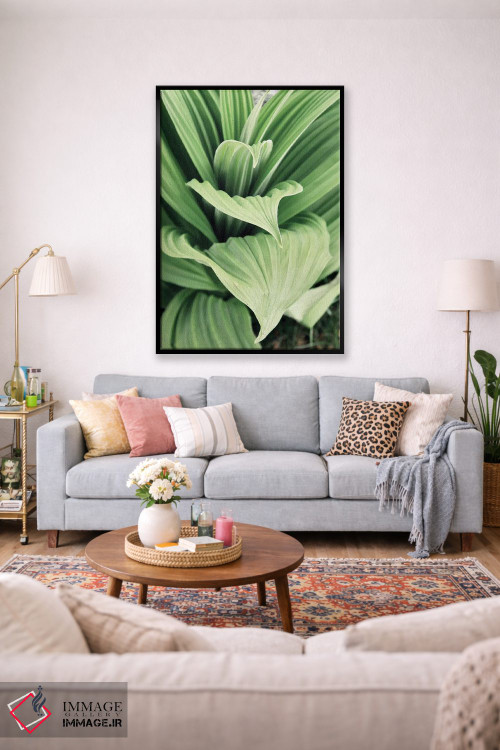 تابلو دکوراتیو شکوفه های برگ سبز ۱ اثر کتی منسفیلد - D1B