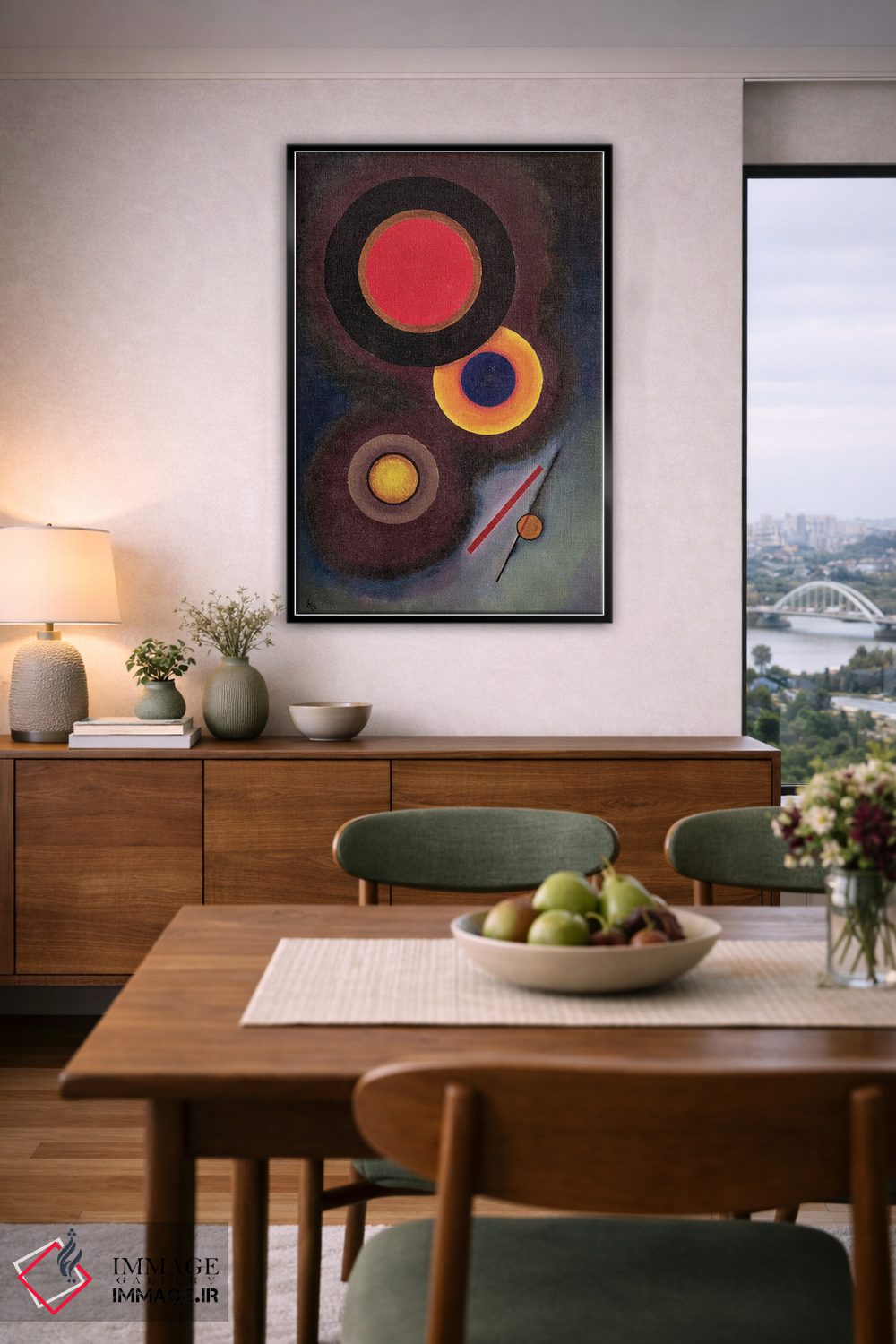 تابلو انتزاعی 1926,ترکیب با دایره و خط، ۱۹۲۶ اثر واسیلی کانباورسکی - D6B