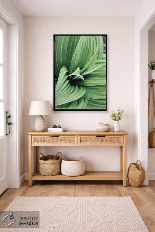 تابلو دکوراتیو شکوفه های برگ سبز ۲ اثر کتی منسفیلد - D6B