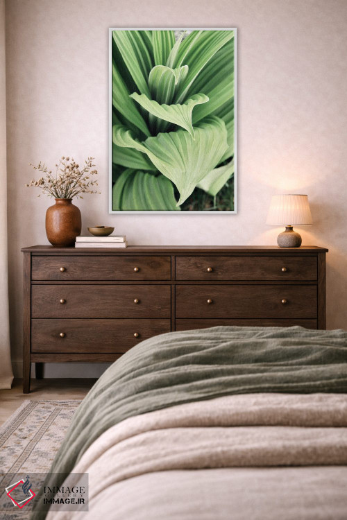 تابلو دکوراتیو شکوفه های برگ سبز ۱ اثر کتی منسفیلد - D4W