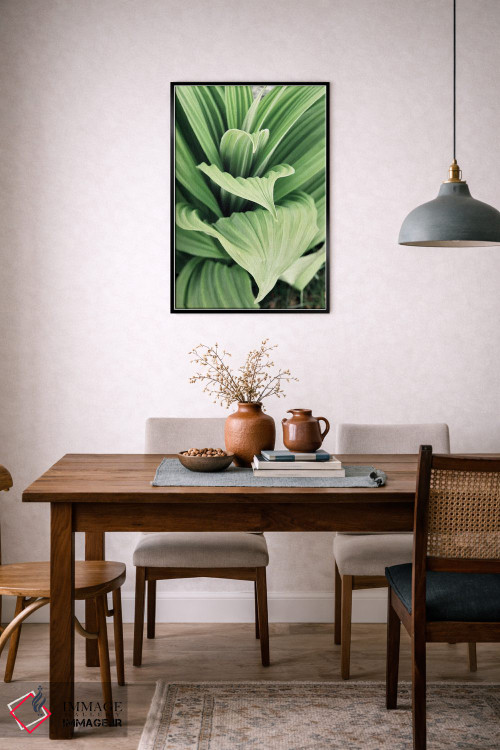 تابلو دکوراتیو شکوفه های برگ سبز ۱ اثر کتی منسفیلد - D6B