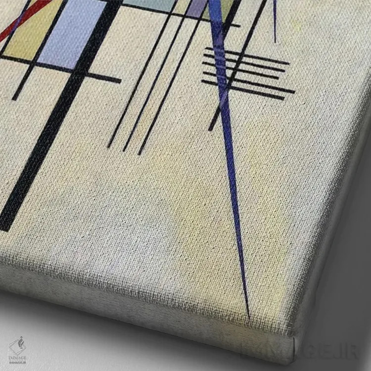 تابلو انتزاعی 1927,نشانه با همراهی، ۱۹۲۷ اثر واسیلی کانباورسکی - نمای نزدیک بافت بوم