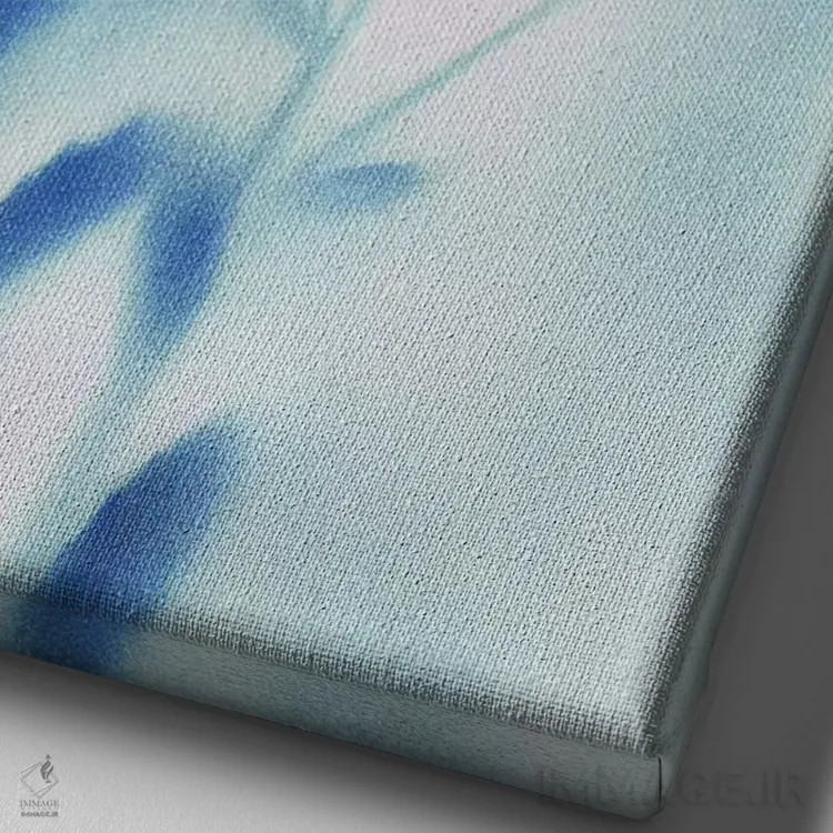 تابلو انتزاعی گل های دشت مه آلود شماره ۱ اثر کاترینا کراون - نمای نزدیک بافت بوم