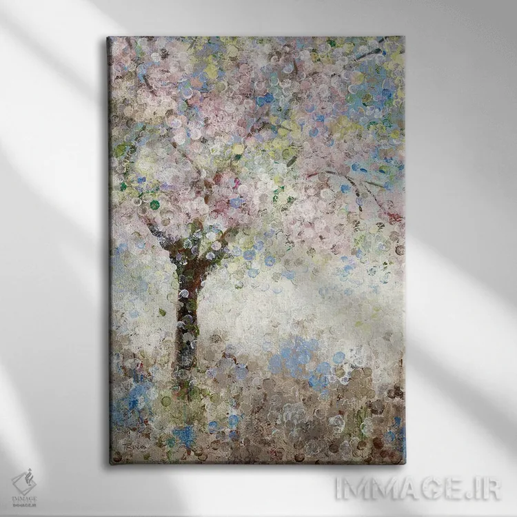 تابلو دکوراتیو شکوفه های گیلاس شماره ۱ اثر کاترینا کراون - نمای روبهرو روی دیوار