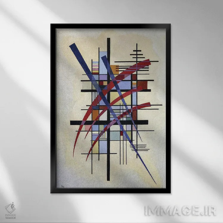 تابلو انتزاعی 1927,نشانه با همراهی، ۱۹۲۷ اثر واسیلی کانباورسکی - نمای قابدار مشکی