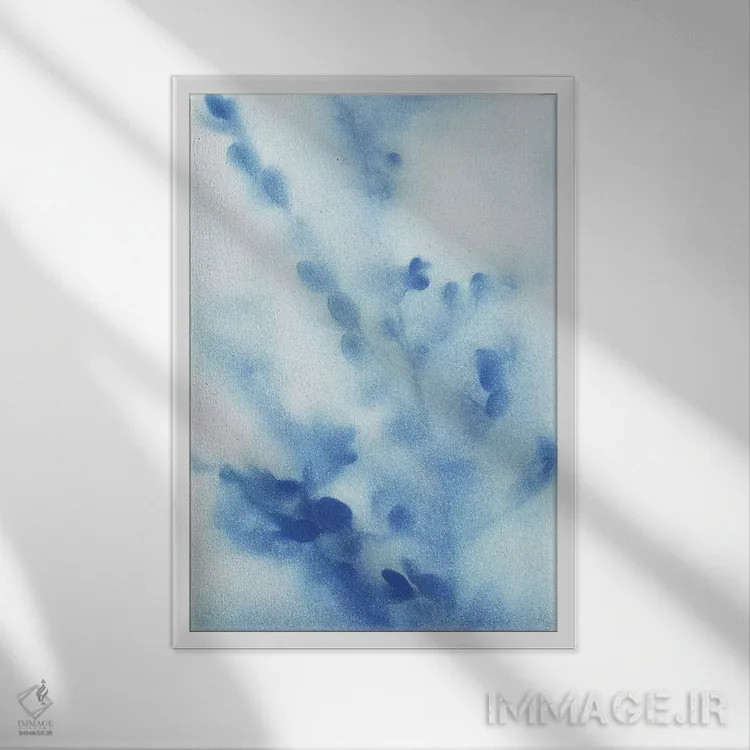 تابلو انتزاعی گل های دشت مه آلود شماره ۳ اثر کاترینا کراون - نمای قابدار سفید