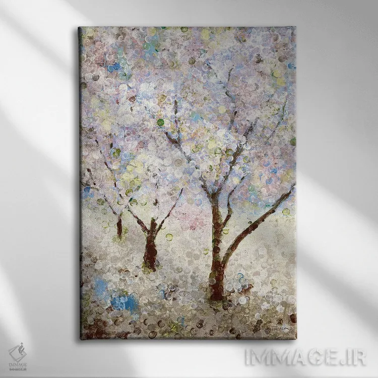 تابلو دکوراتیو شکوفه های گیلاس شماره ۲ اثر کاترینا کراون - نمای روبهرو روی دیوار