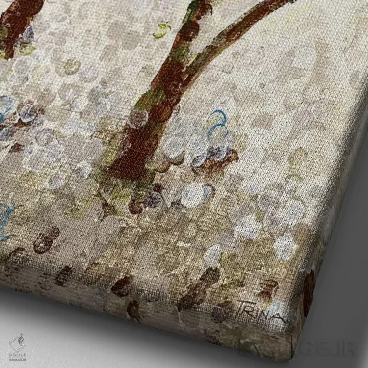 تابلو دکوراتیو شکوفه های گیلاس شماره ۲ اثر کاترینا کراون - نمای نزدیک بافت بوم