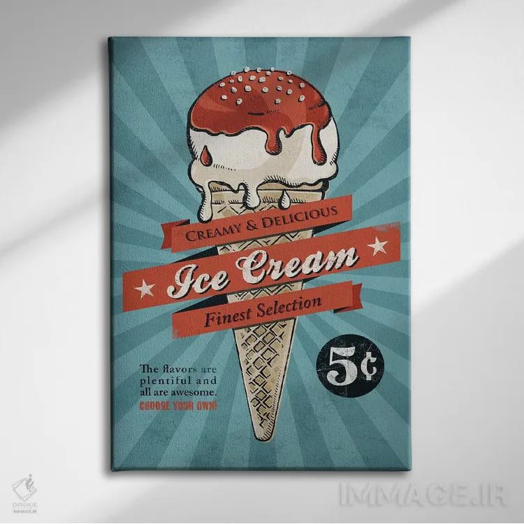 تابلو دکوراتیو بستنی اثر استر کی - نمای روبهرو روی دیوار