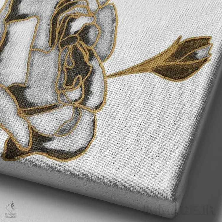 تابلو دکوراتیو White and Gold Roses,رزهای سیاه، سفید و طلایی اثر کالی ویلسون - نمای نزدیک بافت بوم