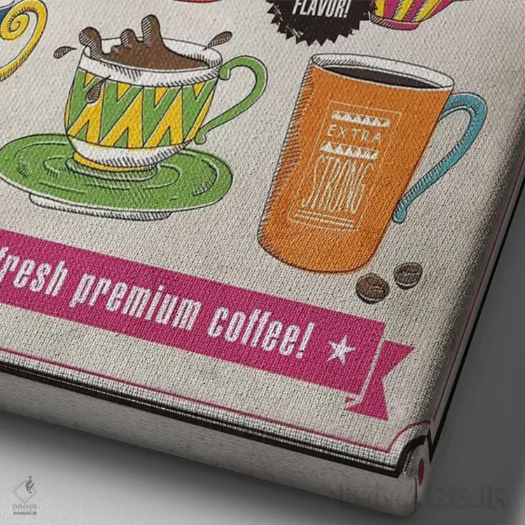 تابلو دکوراتیو فنجان خوشحال اثر استر کی - نمای نزدیک بافت بوم