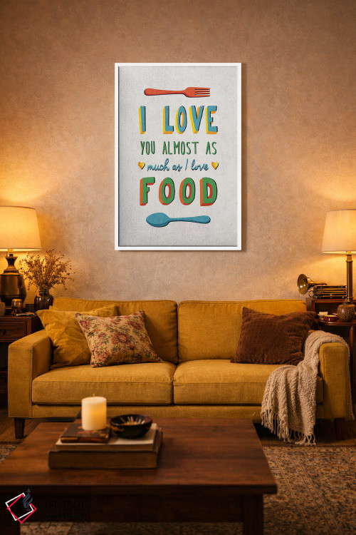 تابلو دکوراتیو من عاشق غذا هستم اثر استر کی - D3W