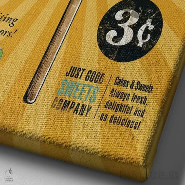 تابلو دکوراتیو آب نبات چوبی اثر استر کی - نمای نزدیک بافت بوم