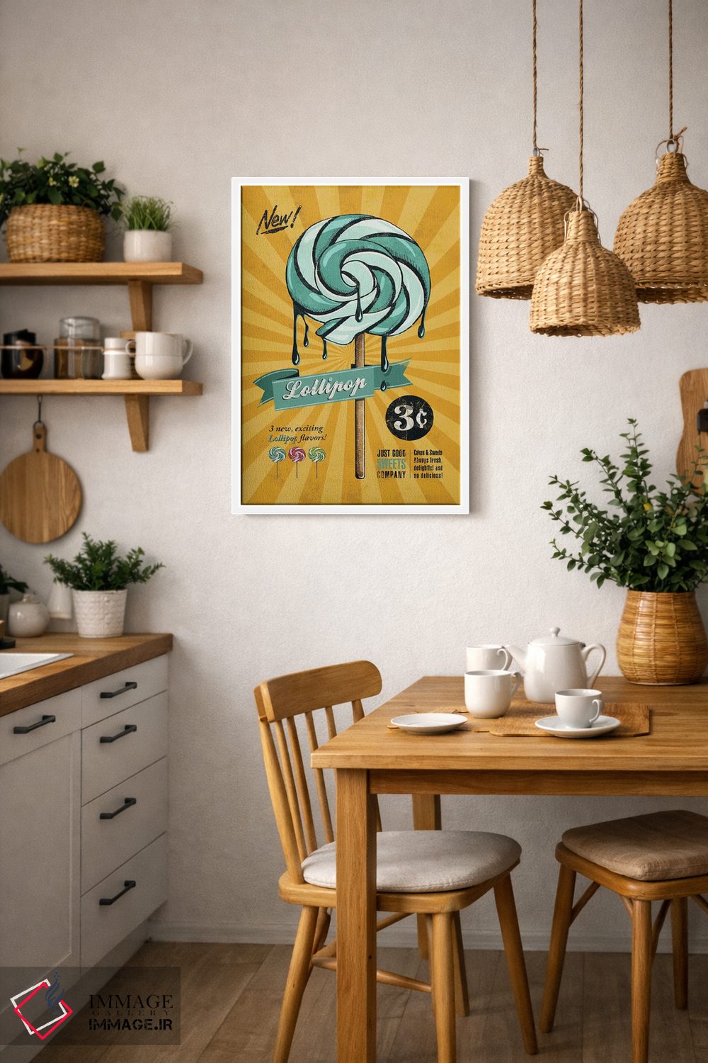 تابلو دکوراتیو آب نبات چوبی اثر استر کی - D3W