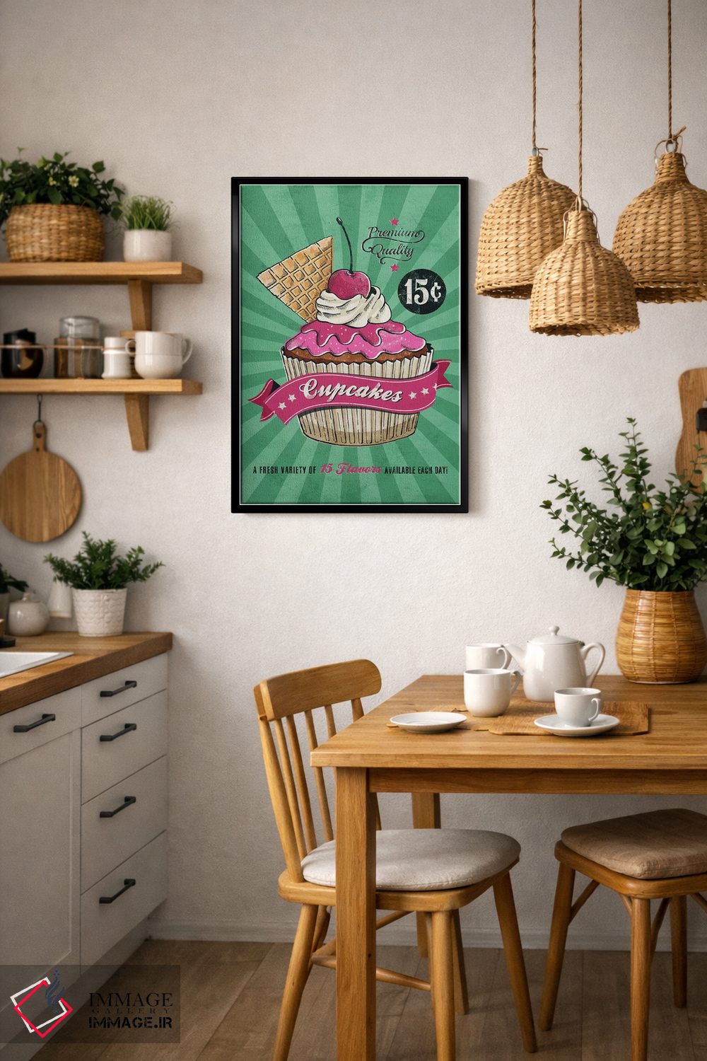 تابلو دکوراتیو کاپ کیک اثر استر کی - D6B