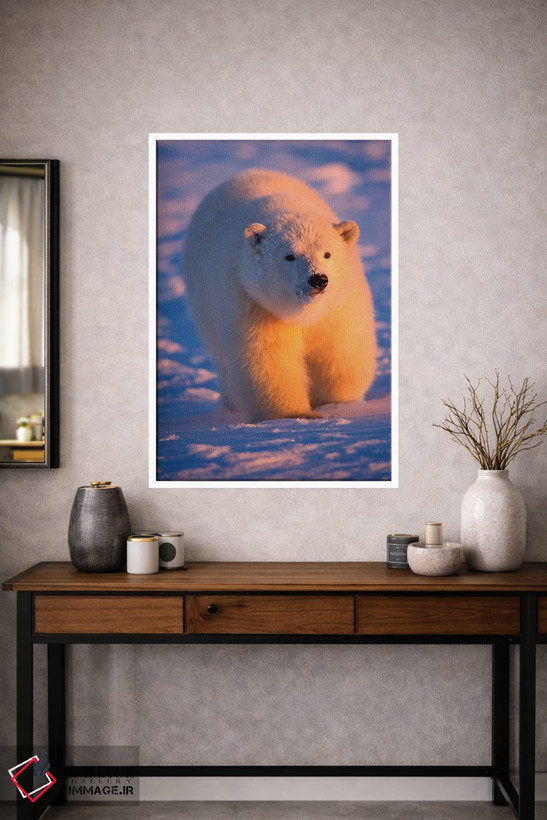 تابلو دکوراتیو Ursus Maritimus, Cub On The Pack Ice At Sunset, 1002 Are… اثر استیو کازلوسکی - D1W