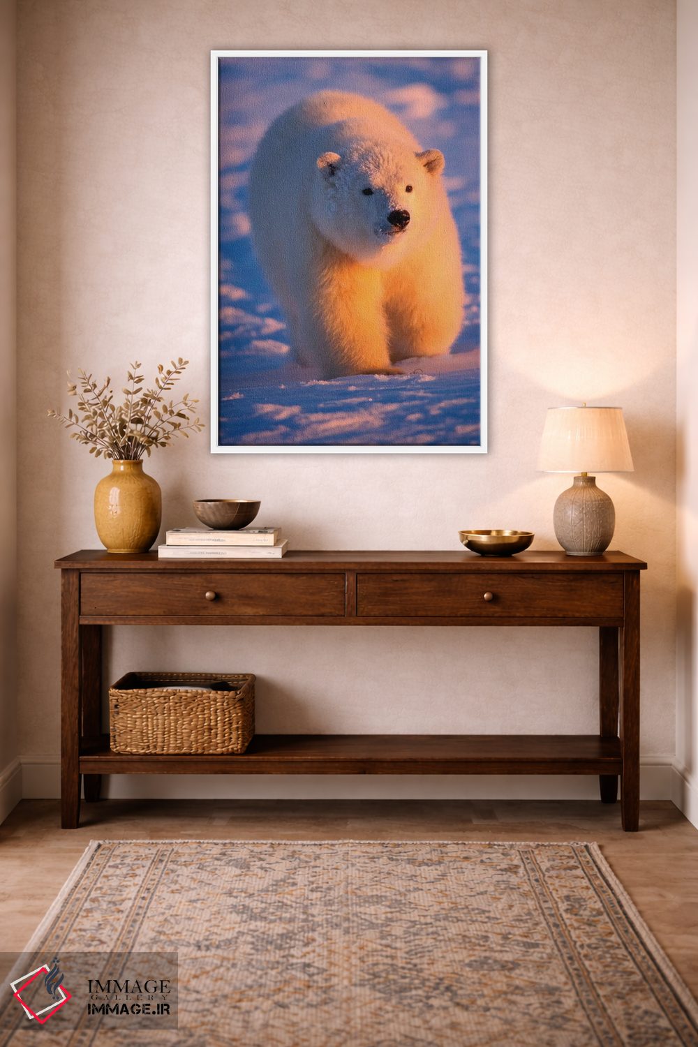 تابلو دکوراتیو Ursus Maritimus, Cub On The Pack Ice At Sunset, 1002 Are… اثر استیو کازلوسکی - D3W