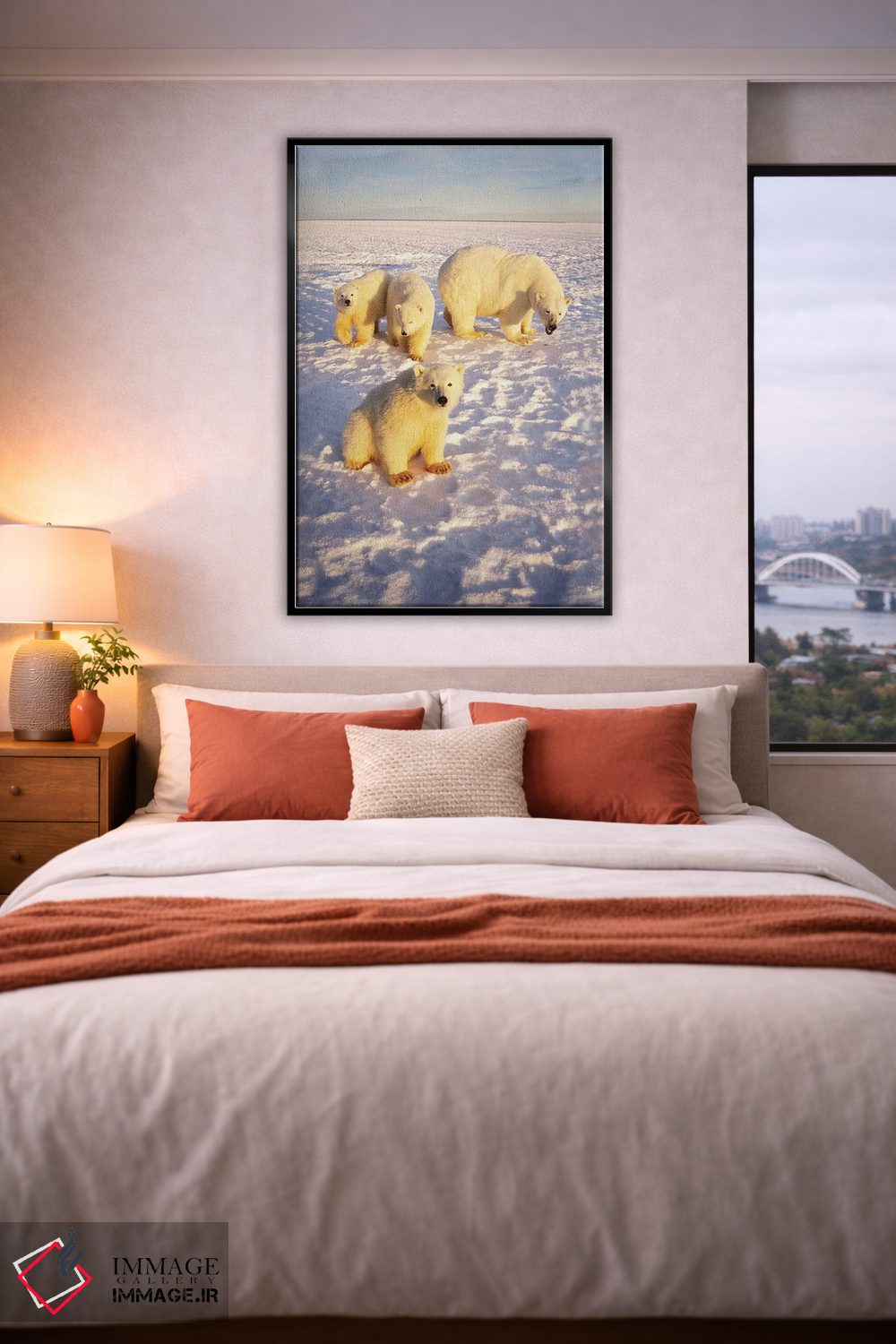 تابلو دکوراتیو Alaska,ماده خرس قطبی با سه توله بهاری روی اقیانوس یخ زده… اثر استیو کازلوسکی - D6B