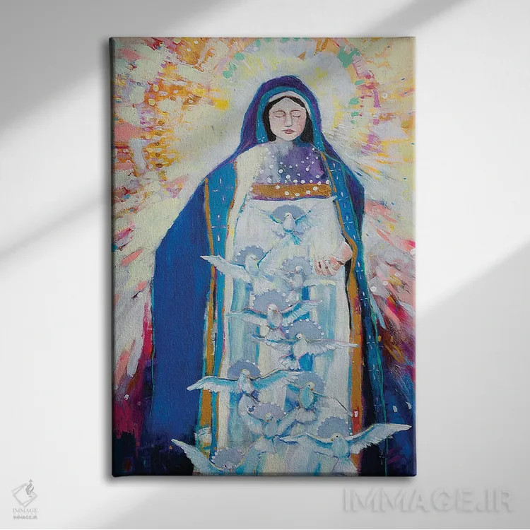 تابلو دکوراتیو مادر صلح برای ما دعا کن اثر کری مک کیب - نمای روبهرو روی دیوار
