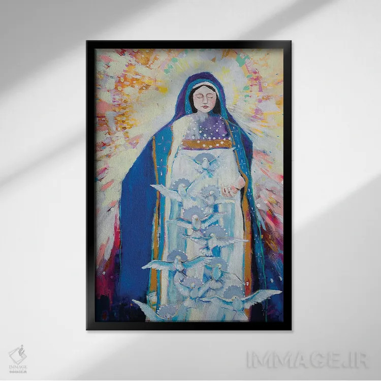 تابلو دکوراتیو مادر صلح برای ما دعا کن اثر کری مک کیب - نمای قابدار مشکی