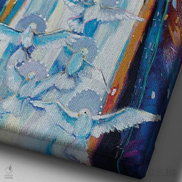 تابلو دکوراتیو مادر صلح برای ما دعا کن اثر کری مک کیب - نمای نزدیک بافت بوم