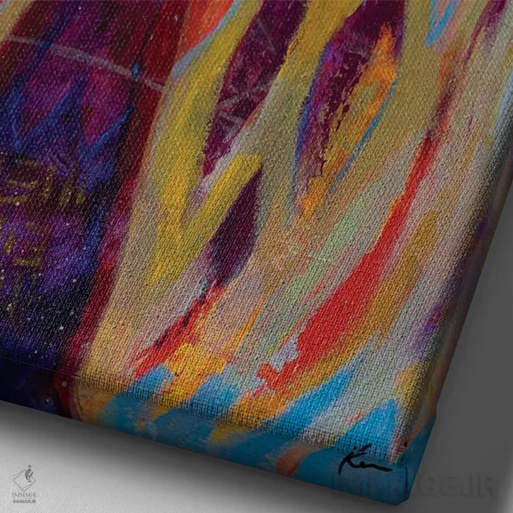 تابلو دکوراتیو در شعله های رحمت اثر کری مک کیب - نمای نزدیک بافت بوم