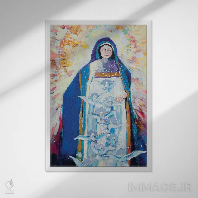 تابلو دکوراتیو مادر صلح برای ما دعا کن اثر کری مک کیب - نمای قابدار سفید