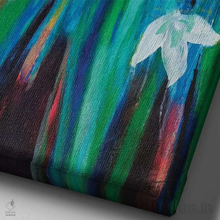 تابلو دکوراتیو شکوفه دادن در مهتاب اثر کری مک کیب - نمای نزدیک بافت بوم