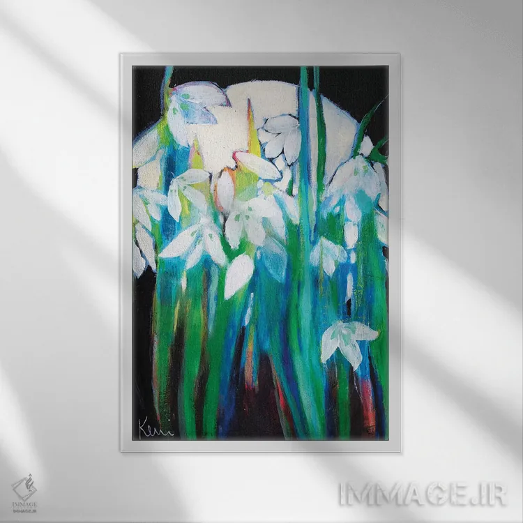 تابلو دکوراتیو شکوفه دادن در مهتاب اثر کری مک کیب - نمای قابدار سفید