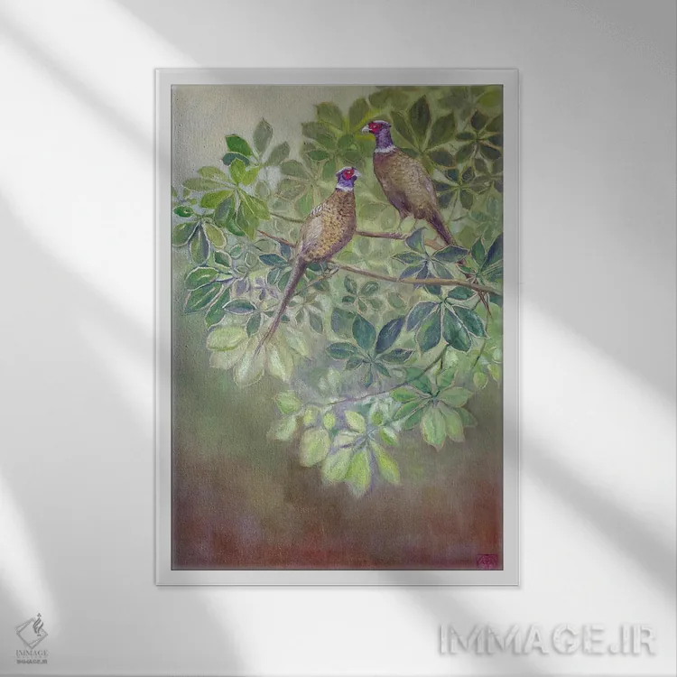 تابلو دکوراتیو قرقاول ها اثر کاتیا بلینی - نمای قابدار سفید