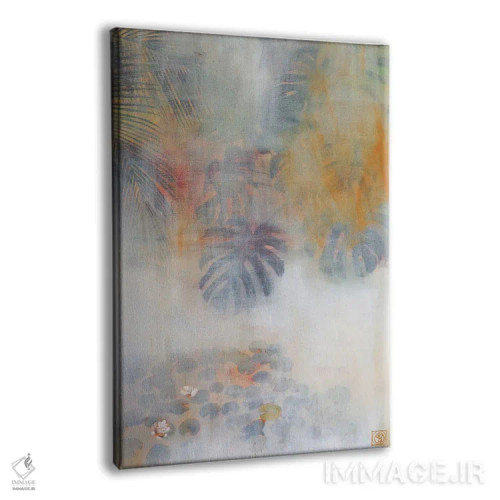 تابلو دکوراتیو برکه با نیلوفرهای آبی اثر کاتیا بلینی - نمای پرسپکتیو محصول