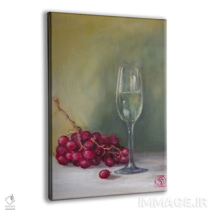 تابلو دکوراتیو شامپاین و انگور اثر کاتیا بلینی - نمای پرسپکتیو محصول