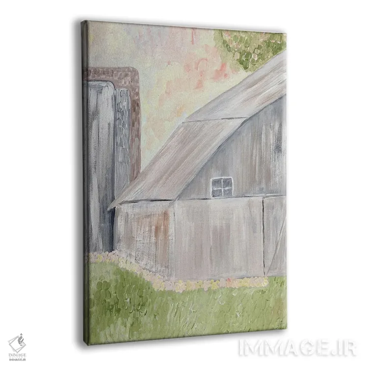 تابلو انتزاعی انبار روستایی آبرنگی اثر کارن بارسکی - نمای پرسپکتیو محصول