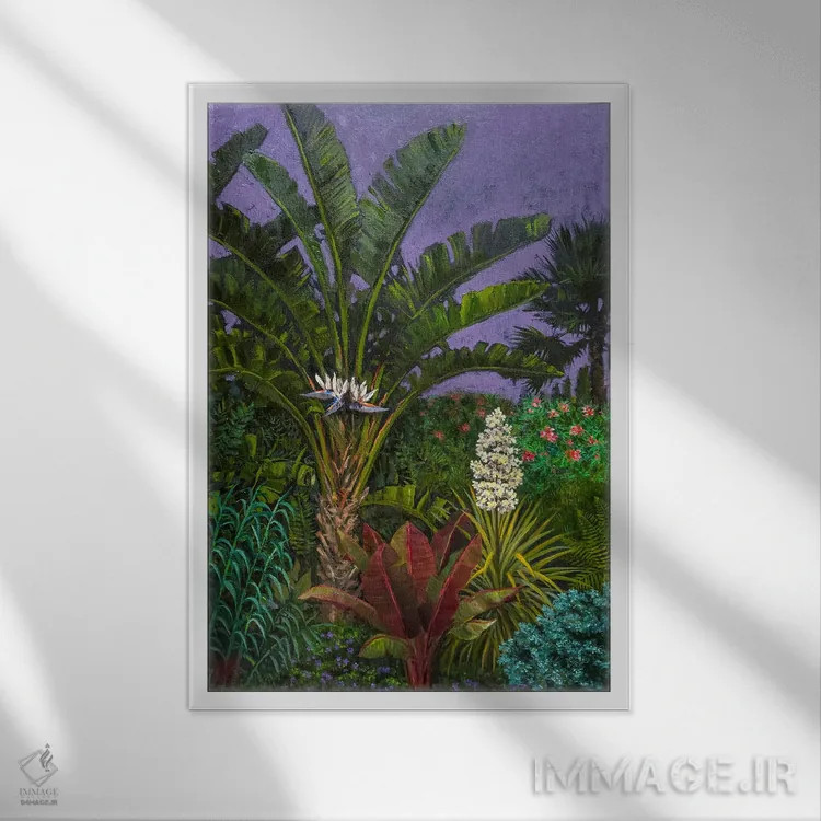 تابلو دکوراتیو باغ گیاه شناسی در شب اثر کاتیا بلینی - نمای قابدار سفید