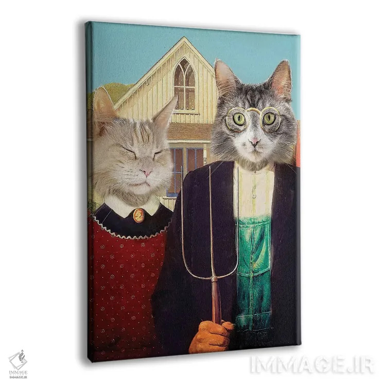 تابلو دکوراتیو گربه های سبک گوتیک آمریکایی اثر کارن بورک - نمای پرسپکتیو محصول