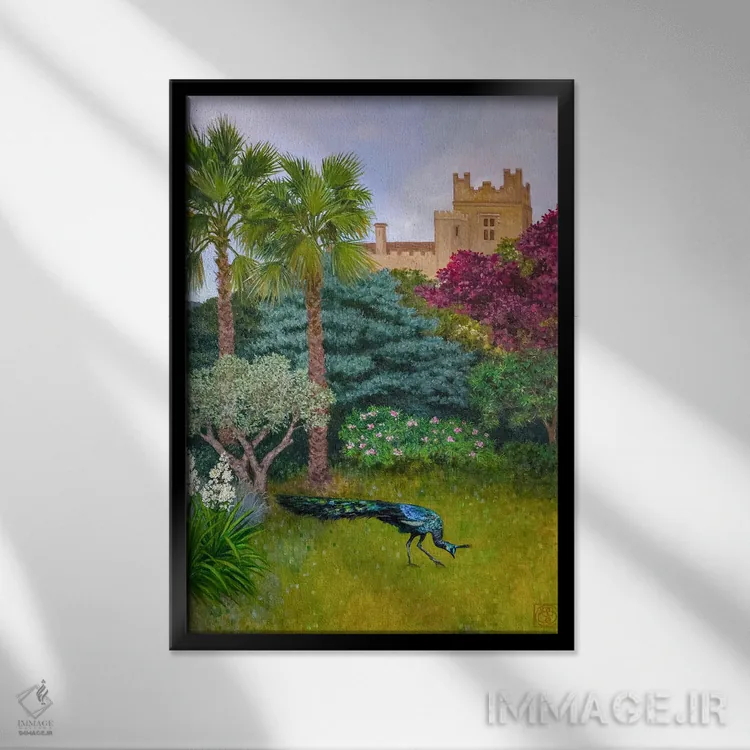 تابلو دکوراتیو باغ قلعه اثر کاتیا بلینی - نمای قابدار مشکی