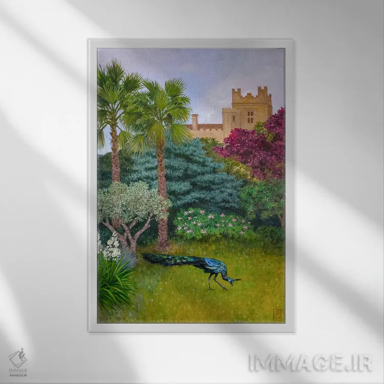تابلو دکوراتیو باغ قلعه اثر کاتیا بلینی - نمای قابدار سفید