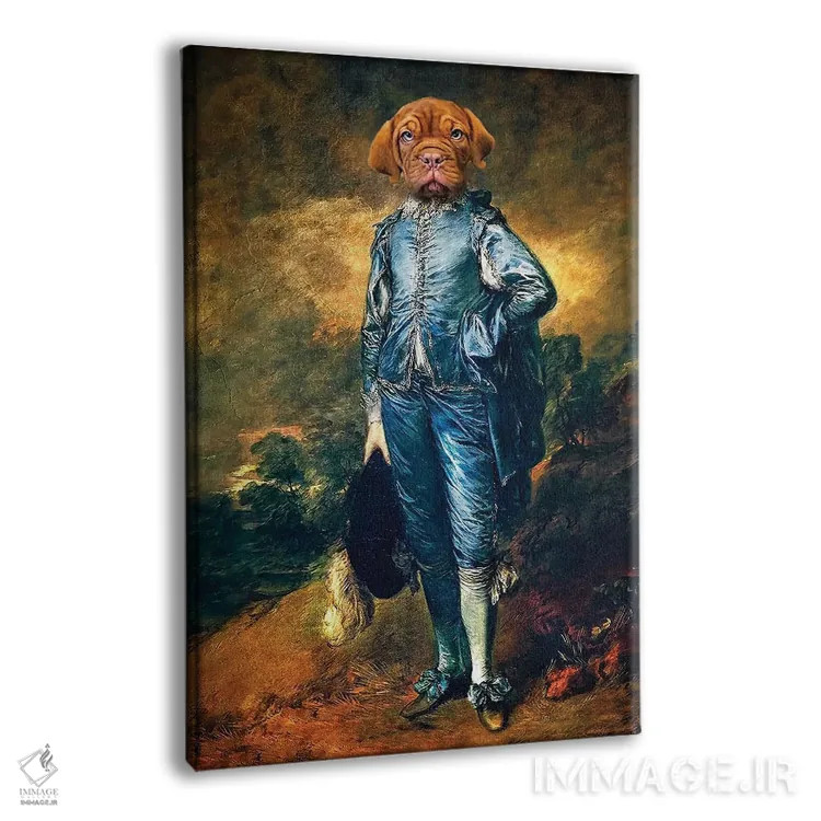 تابلو دکوراتیو توله سگ پسر آبی اثر کارن بورک - نمای پرسپکتیو محصول