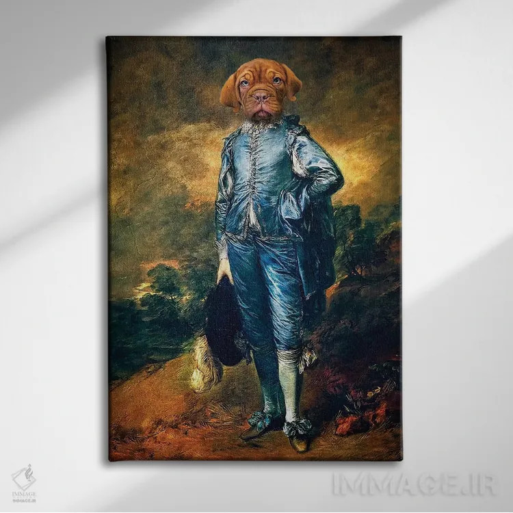 تابلو دکوراتیو توله سگ پسر آبی اثر کارن بورک - نمای روبهرو روی دیوار