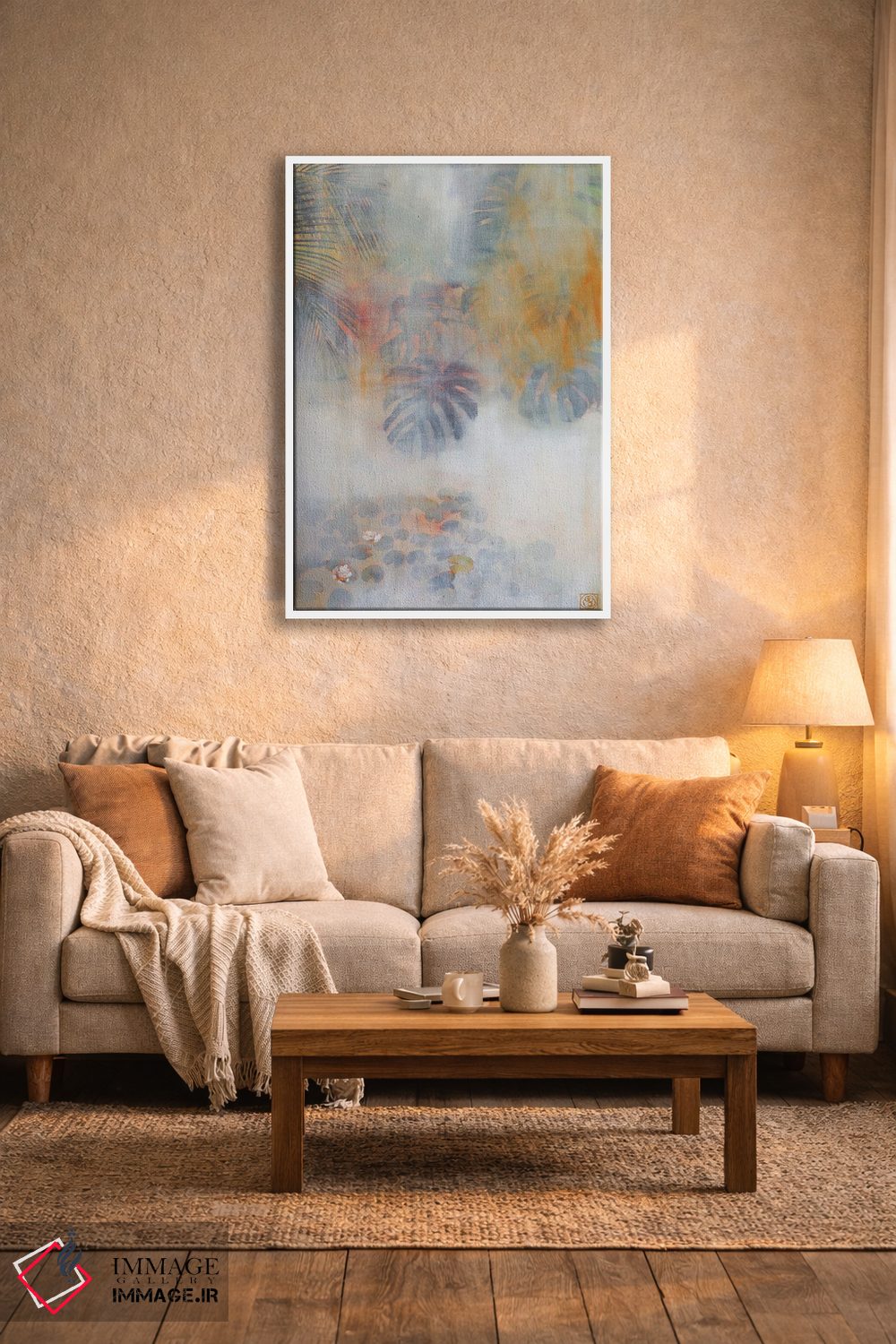 تابلو دکوراتیو برکه با نیلوفرهای آبی اثر کاتیا بلینی - D3W