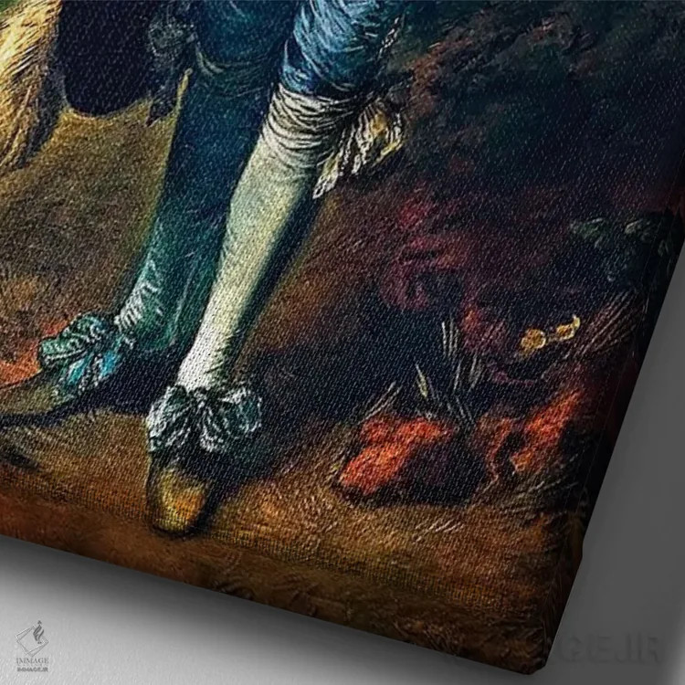 تابلو دکوراتیو توله سگ پسر آبی اثر کارن بورک - نمای نزدیک بافت بوم