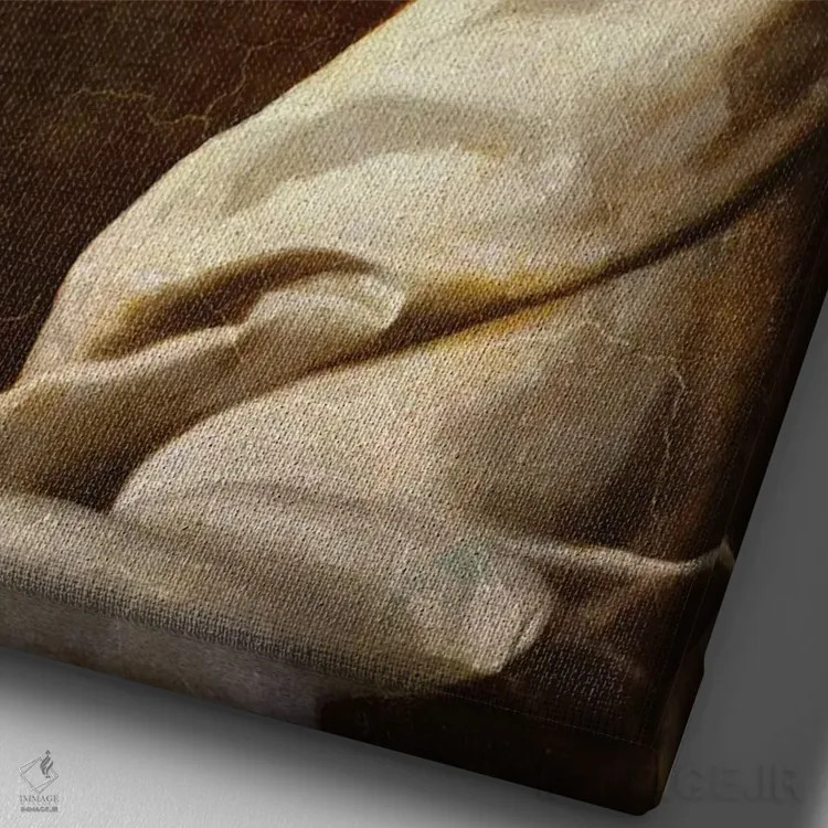 تابلو دکوراتیو پرتره زرافه جوان اثر کارن بورک - نمای نزدیک بافت بوم