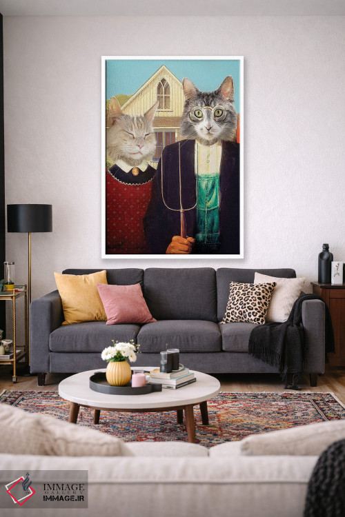تابلو دکوراتیو گربه های سبک گوتیک آمریکایی اثر کارن بورک - D1W