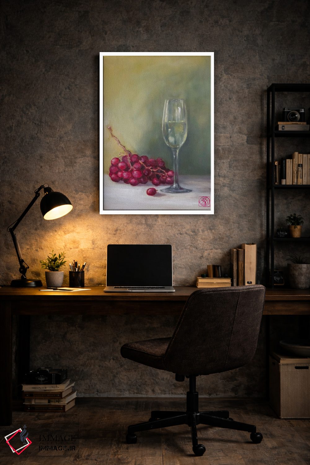 تابلو دکوراتیو شامپاین و انگور اثر کاتیا بلینی - D5W