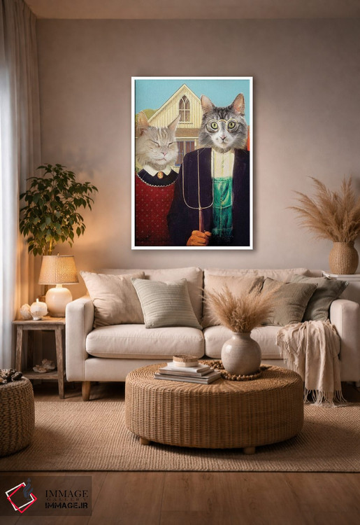 تابلو دکوراتیو گربه های سبک گوتیک آمریکایی اثر کارن بورک - D3W