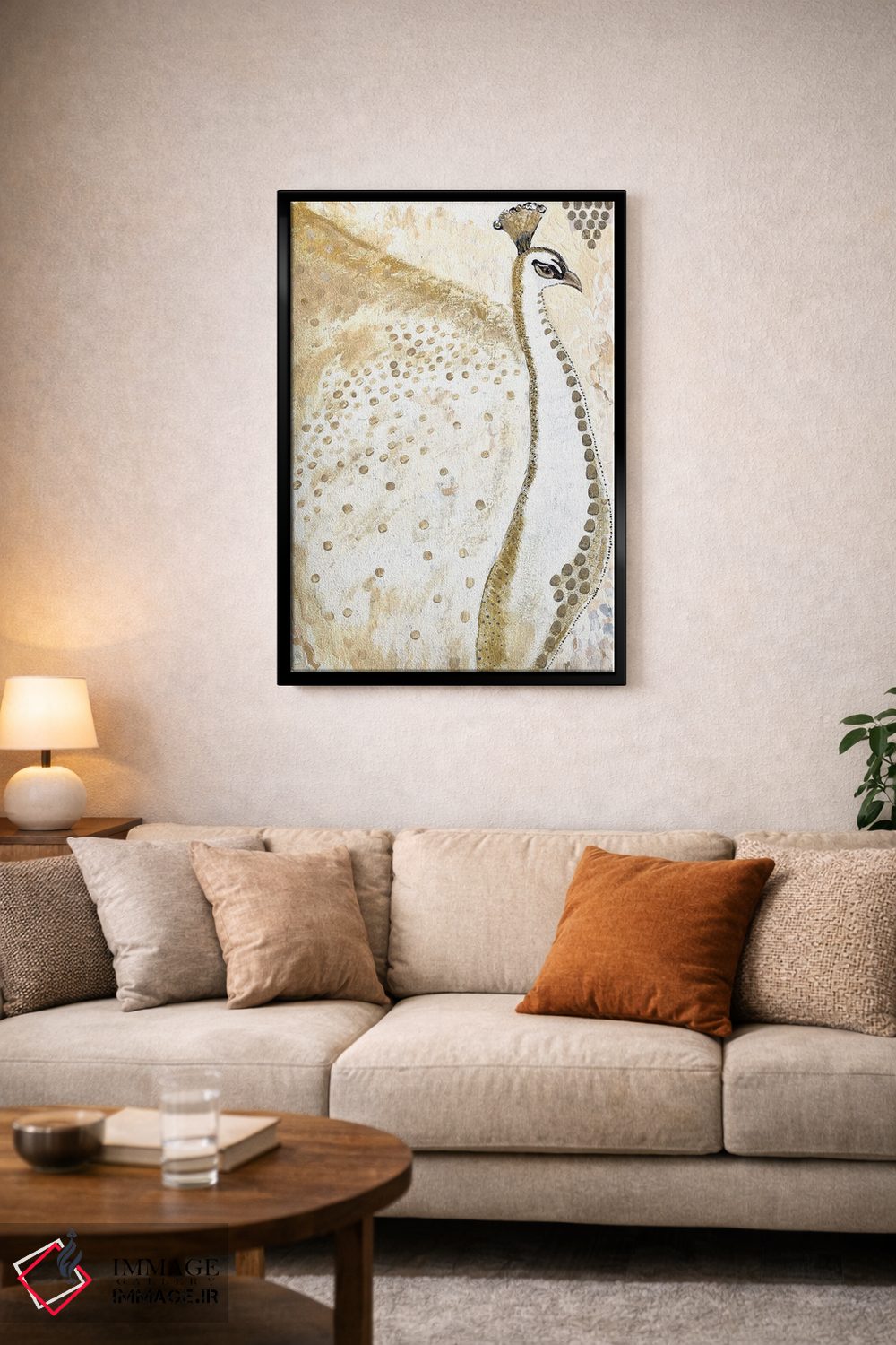 تابلو دکوراتیو طاووس زال طلایی اثر کارن بارسکی - D5B